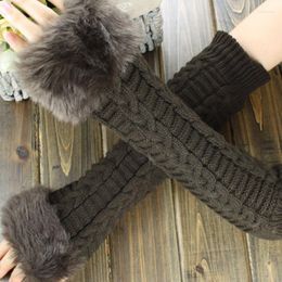 Knie pads winter gebreide arm mouwen bedek decoratieve warme warmere handschoenen kleding accessoires harige all-match vaste kleur