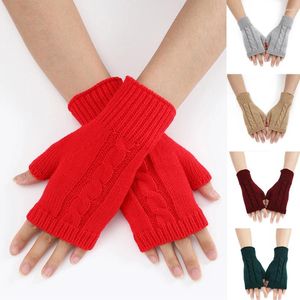 Genouillères chaudes d'hiver, gants demi-doigt coréens, manches de bras tricotées, mitaines sans doigts, bracelet épais, gant d'écriture pour étudiants