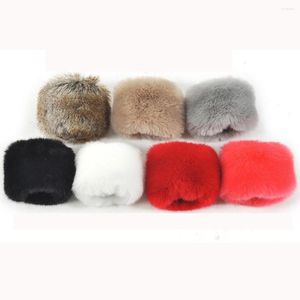 Knee Pads Winter Warm Women Arm Warmer Faux Fur Soft Elastic Wrist Slap On Cuffs Plush Thicken Accessories Gray White