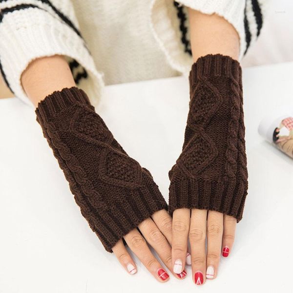 Rodilleras de invierno para mujer, guantes sin dedos de manga larga a la moda, calentador de punto elástico Sexy para mujer