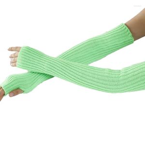 Genouillères femmes automne et hiver couleur unie demi doigt gants longs 8 lignes torsion tricot chaud bras ouvert