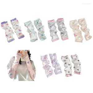 Knie pads dames bowknot print arm mouwen zomers zonbescherming outdoor koelmouw voor fietsen vissen rij rijden activiteit