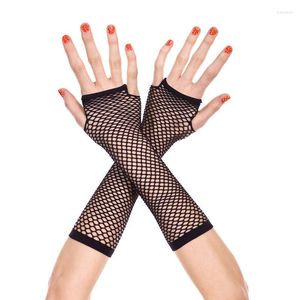 Genouillères femmes gants 2022 Punk évider trous Sexy Goth dames Disco danse Costume sans doigts maille résille moto goutte