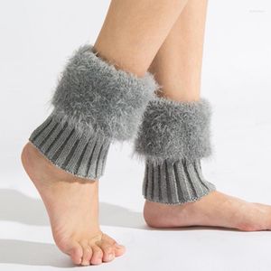 Genouillères femmes tricoté jambières hiver chaud fourrure chaussettes Crochet botte poignets bas hauts courts manches