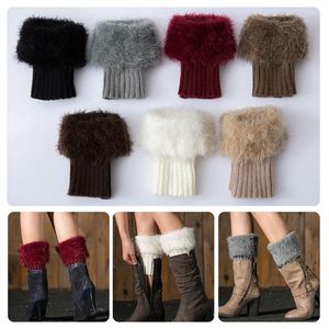Knie pads vrouwen gebreide winter laars manchetten bont slanke punk short crochet warme sokken kousen
