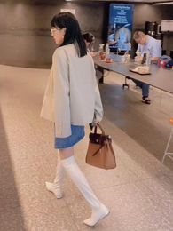 TOMA DE INVIERNO DE TILELA Sobre las botas puntiagudas para mujeres Genuien Leather todo el estilo coreano altamente flexible 615