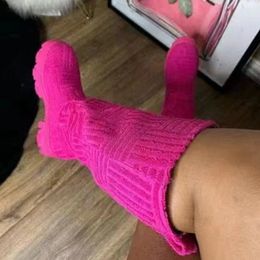 Knie Winter Women 760 Brand High Knitting Sock Boots Platform Pink Long Boot Fashion Ladies Cotton Shoes Maat 36-43 231124 51539
