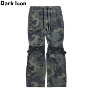 Knie met band camouflage flare broek mannen elastische taille camo herenbroek 2 kleuren 210603