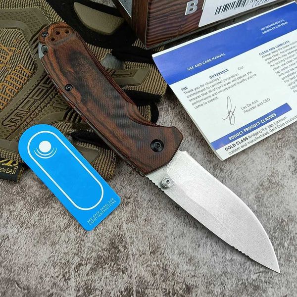 Knife 15031 Hunt North Fork BM couteau utilitaire pliant tactique Camping EDC outils chasse survie couteau de poche manche en bois couteau de sauvetage