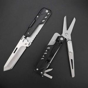 Mes 440A Multitool Zakmes Schaar Zelfverdediging Survivaluitrusting Kampeeruitrusting EDC Handgereedschap Schroevendraaier Jachtmes