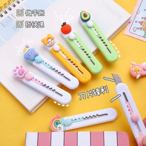 Mes 60 stks/set Kawaii Fruit Legering Mini Portalble Utility Mes Cutter Brief Envelop Opener Mail Mes School Kantoorbenodigdheden