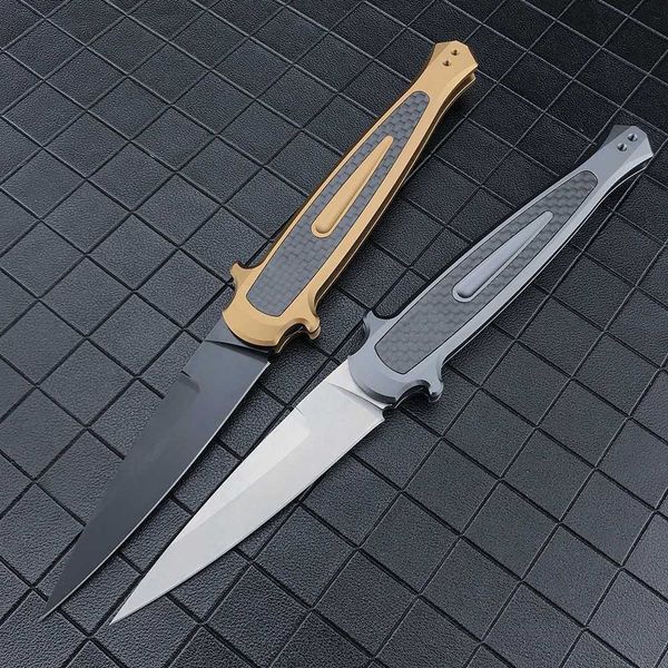 Cuchillo 7150 A/U/T/O Cuchillos tácticos Cuchillo plegable de bolsillo Stonewash D2 Blade Autodefensa Aleación de aluminio Cuchillo de combate de supervivencia Regalo para hombres