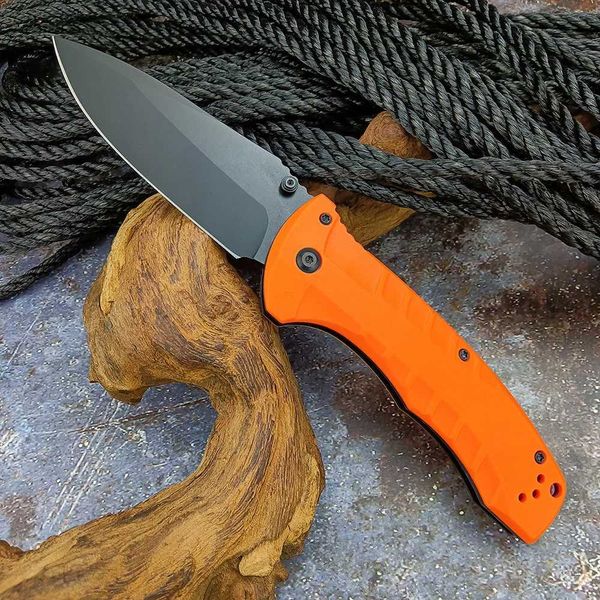 Couteau BM Couteaux de poche tactiques pliants Poignée orange Tourelle 980 EDC Couteaux Flipper Camping Chasse Équipement de survie Couteau d'auto-défense