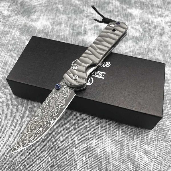 Cuchillo Chris Reeve Cuchillo plegable de bolsillo táctico Acero de Damasco / Hoja D2 Herramientas de corte para exteriores de alta calidad Cuchillo de supervivencia para acampar EDC