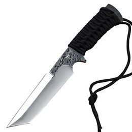 Cuchillo de autodefensa, cuchillo de supervivencia al aire libre, afilado, tácticas de supervivencia en el campo de alta dureza, lleva hoja de cuchillo recta Productos asequibles y de alta calidad