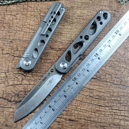 Cuchillo dosun plegable cuchillo d2 cuchilla satinada rodamiento de bolas de cerámica arandela hollollout titanium mango cuchillo de bolsillo EDC TS294