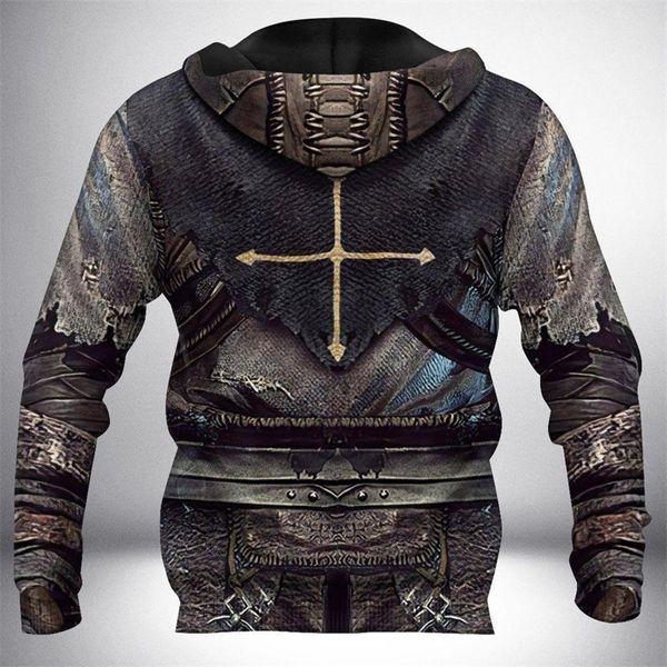 Knight Templar Armor 3D All Over Printed Hoodie para hombres / mujeres Harajuku Moda sudadera con capucha Casual Jacket Pullover KJ010 201114