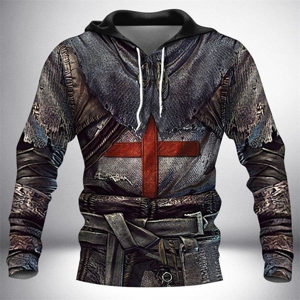 Knight Templar Armor 3D All Over Printed Hoodie para hombres / mujeres Harajuku Moda sudadera con capucha Casual Jacket Pullover KJ010 201112