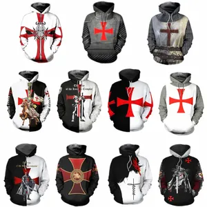 Ridder Templar Cavalier Hoodie Sweatshirt 3D Gedrukt Mannen Vrouwen Casual Hoody Trui Hip Hop Harajuku Streetwear G4Jc #