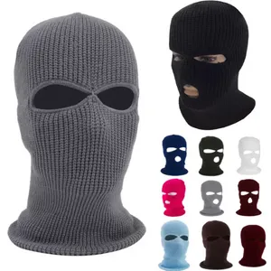 Tricot 3 trous masque facial masque de ski cagoule chapeau visage bonnet casquette neige hiver casque de moto chapeau masques de créateurs