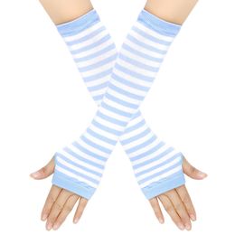 Knit Arm Warmer Thumb Hole Stretchy Gloves Women Long Fingerless Gloves Halloween Cosplay Accossaries 2261
