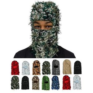 gebreide baretten bivakmuts Distressed gebreide volgelaats skimasker Shiesty Camouflage Knit Fuzzy GC2176