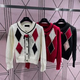 Gebreid vest dames blokprintontwerp casual zware industrie genageld kralenlint mode trui jas