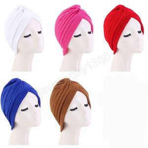 Gorro de turbante con volantes de algodón de punto para Mujer