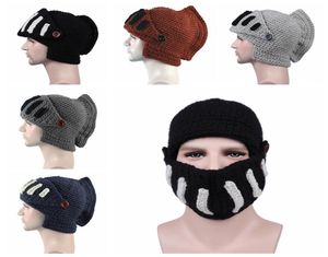 Tricot Crochet Bonnets Chapeau Le Chevalier Romain Hiver Casquettes Chaudes Pour Gladiateurs Homme Femme Noël Hip Hop Chapeaux Party Supply 5 couleurs RR3168636