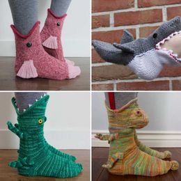Gebreide krokodil sokken heren mode casual jongens grappige haaien cartoon indoor meubels sokken 4 stijlen fy7959 p0916