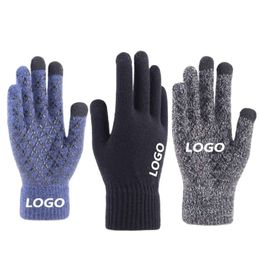 Gants tricotés pour écran tactile, chauds, thermiques, doux, manchette élastique, antidérapants, pour femmes et hommes, personnalisés, hiver