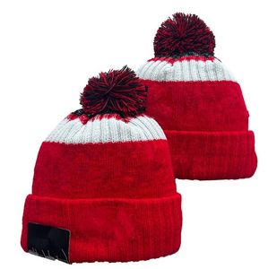 Bonnet tricoté avec Pom, chapeaux d'hiver, bonnets de Football, Sport, 32 équipes, commande de Match, manchette rayée marine, Pom tricoté