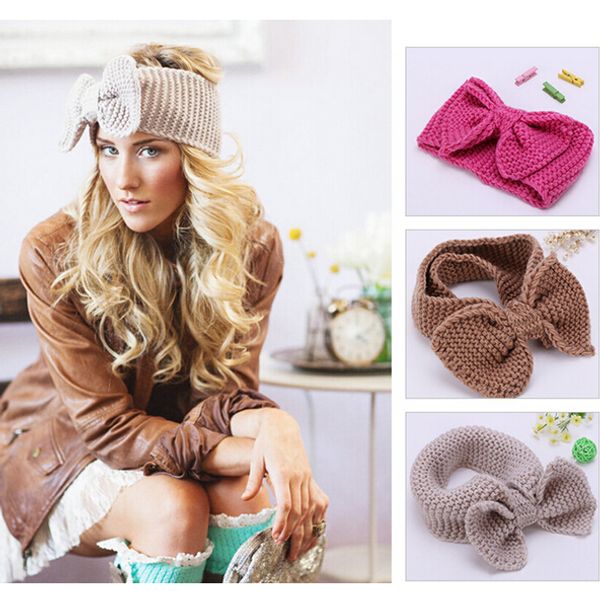 Bandeau en tricot Beanie Ear Warmer Headwrap Turban Bow For Girl 12pcs / lot Livraison gratuite