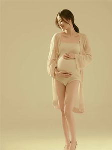 Gebreide moederschap fotografie jumpsuit voor baby shower sexy zwangerschap schieten bodysuit schattige zwangere vrouwen kleding foto prop