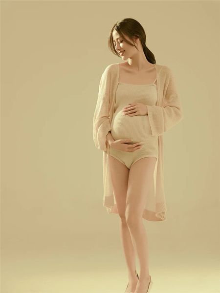 Mono de punto para fotografía de maternidad, mono para Baby Shower, mono Sexy para disparar en el embarazo, ropa bonita para mujeres embarazadas, utilería para fotos