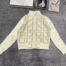 Tricot fermeture éclair imprimée manteau femmes mode à manches longues col montant manteau de tricot Simple pull veste