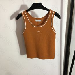 Gebreid dames sportvest yoga hemdje modeontwerper borduurwerk tanktop sexy slank mouwloos vest