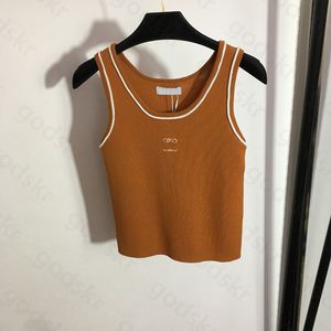 Gilet de sport en tricot pour femmes, Camisole de Yoga, débardeur brodé de styliste, Sexy, Slim, sans manches