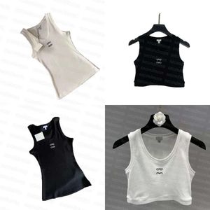 Knits dames top designer borduurwerk vest mouwloze ademende gebreide pullover dames sport tops s s s s s