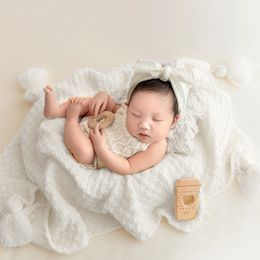 Couverture bébé en tricot avec des glands nouveau-nés Photographies accessoires en tricot à franges de franges soft pour bébé accessoires en fond de nouveau-né