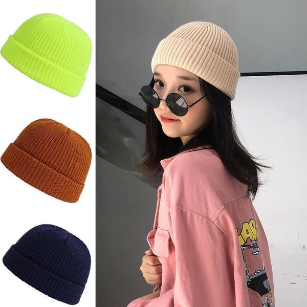 Tricoté Bonnet Chapeau Nouveau Bonbons Couleurs Chapeau D'hiver Femmes Chaud Doux À La Mode Hip Hop Chapeaux Laine K Chapeaux Casquettes Hommes Gorros Bonnet Femme