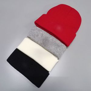 Gebreide beanie winterwol schedel caps 4 pure kleuren met tag unsex designer breien hoeden groothandel