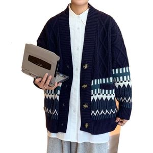 Cardigan tricoté printemps et automne veste décontractée tendance pour hommes paresseux polyvalent pull ample