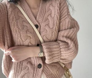 Gebreide vest sweater dames herfst v-neck oversized trui losse lagen