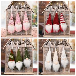 Gebreide Kerstmis Faceless Doll Ornament Lange Baard Pluche Gnome Santa Xmas Tree Deur Opknoping Hangers Home Nieuwjaars Partij Vakantie Decoraties Gift JY0770