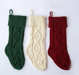 Chaussettes de Noël tricotées Décoration Sac cadeau de Noël Décoration de cheminée Vert Rouge Blanc Chaussette de Noël 46 cm 37 cm2526282