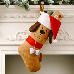 Gebreide kerstkousen Snowflakes Candy Treat Socks Gifts Holder Tags met hangende lus kerstboom open haard decoraties