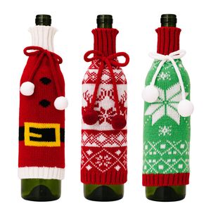 Funda navideña tejida para botella de vino, Papá Noel, champán, fiesta de año nuevo, vacaciones, decoración de mesa de cocina para el hogar