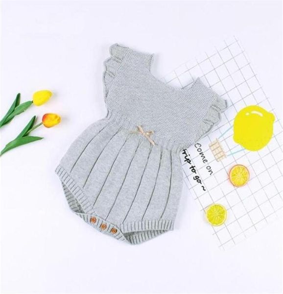 Ropa de punto invierno verano manga con volantes algodón recién nacido mamelucos bebé niño niña mameluco mono Y200320254g2625045