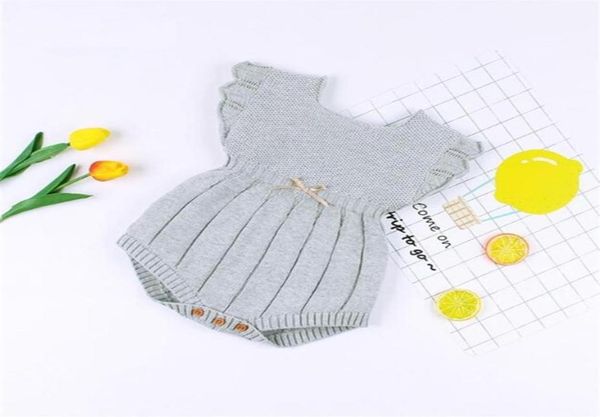 Ropa de punto invierno verano manga con volantes algodón recién nacido mamelucos bebé niño niña mameluco mono Y200320297u1572324